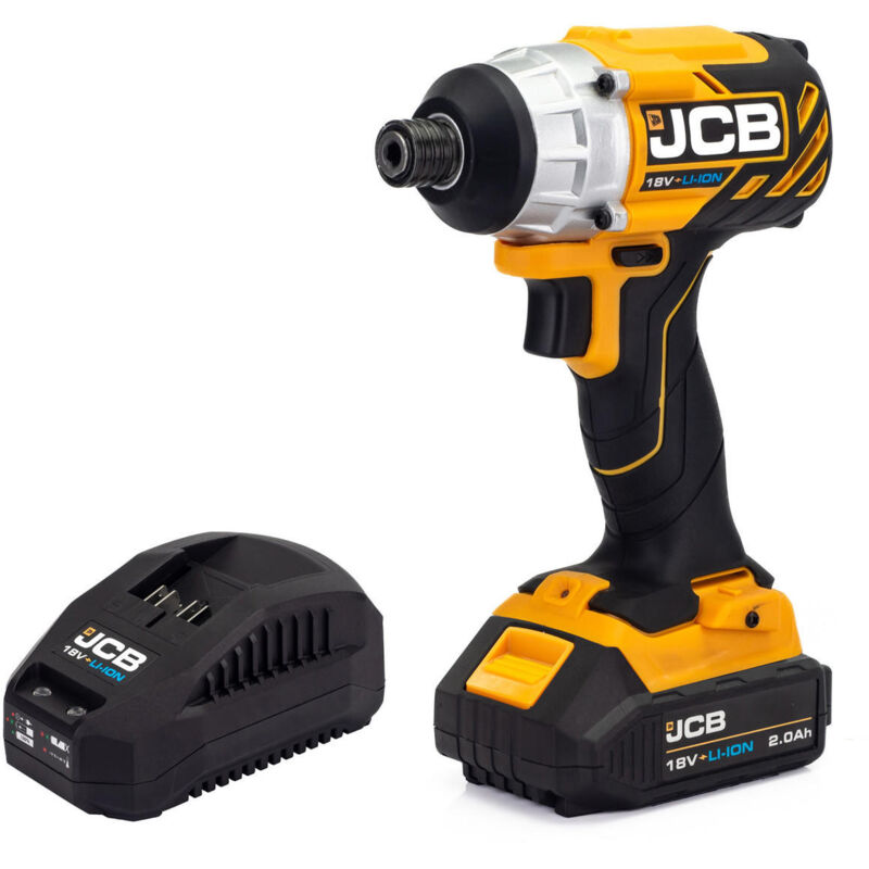 Jcb 18V Brushless Impact Driver 1x 2.0Ah Lithium-Ion Battery and charger : 21-18BLID-2X-B