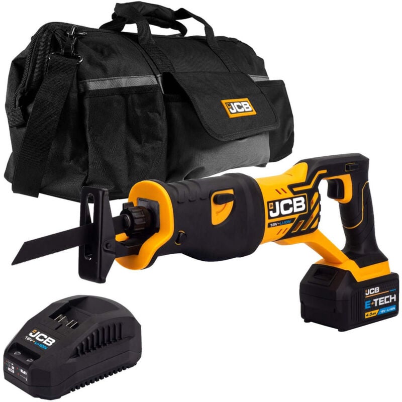 Jcb 18V Recip 1x4.0Ah Lithium-Ion Battery and charger in 20 kit bag : 21-18RS-4X-BG