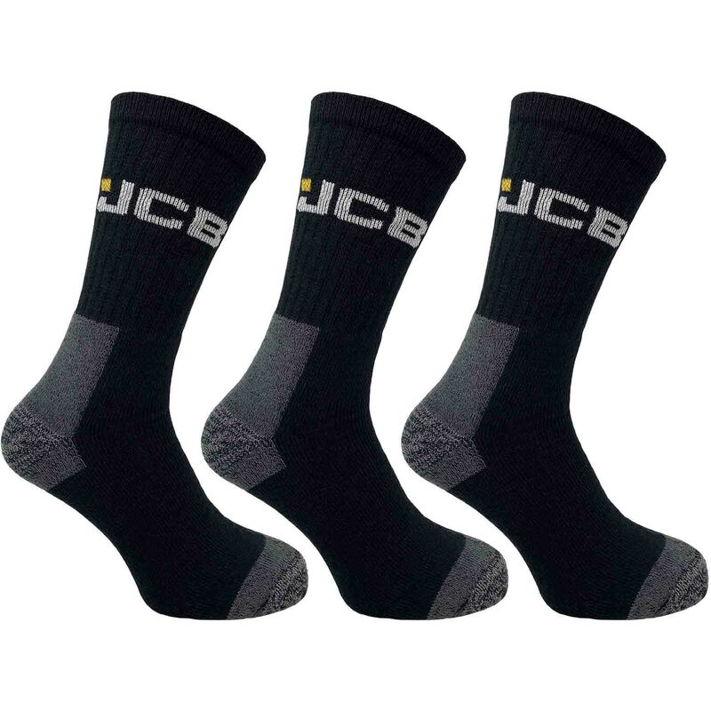 Jcb Workwear - JCB 3 Pack of Hard Wearing Work Boot Socks Size 6-11 Ideal with Steel Toe Boots