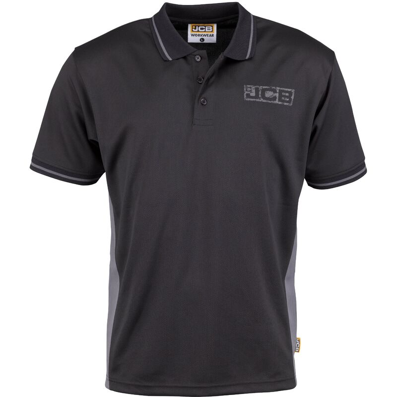 JCB Trade Performance Polo Shirt Black & Grey - Medium