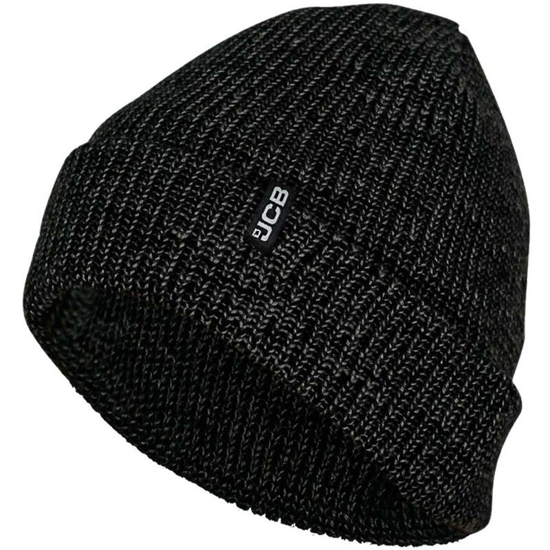Grey Black Marl Beanie Hat Micro Fleece Lining Wind Resistant D+ZB - Jcb Workwear