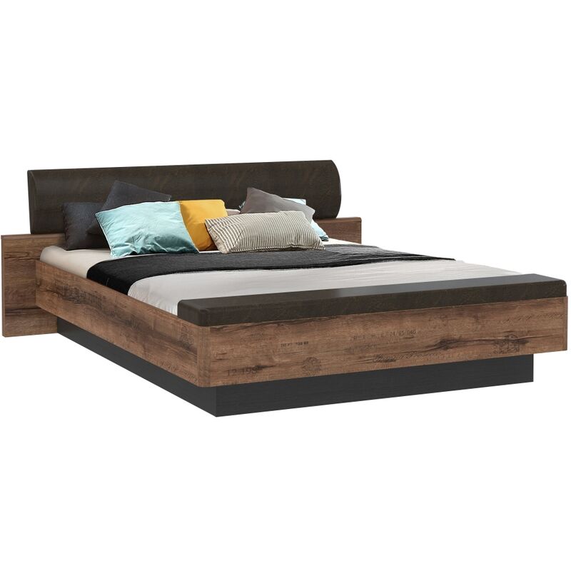 JCKL181-N09T Jacky Schlammeiche Nb. / Schwarz Bettanlage Doppelbett Bett inkl. Fussbank ohne Nachtko-