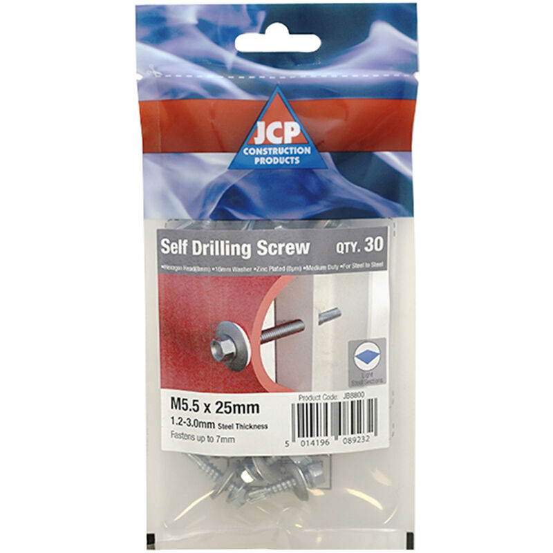 JCP CONSTRUCTION PRODUCTS Metalfix Self-Drilling Screws 5.5 x 50mm in Silver