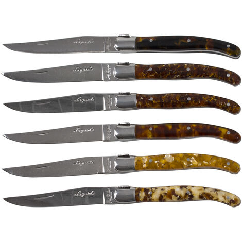Jean Dubost - Coffret 6 couteaux laguiole acrylique ecaille