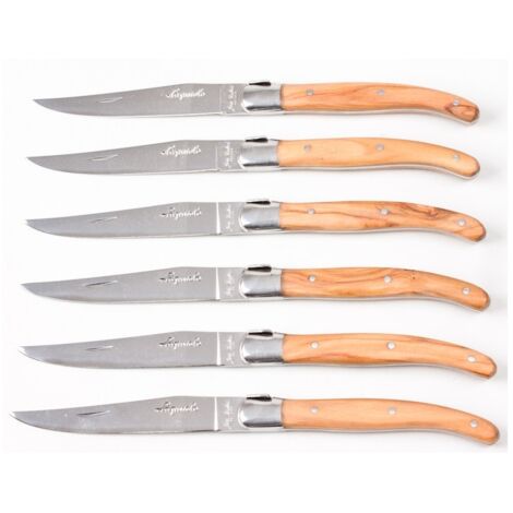 Jean Dubost - Coffret 6 couteaux laguiole bois olivier