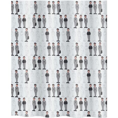 JEAN PIERRE Cortina de ducha de poliéster 180x200cm CALIDAD PREMIUM Gris y blanco MSV
