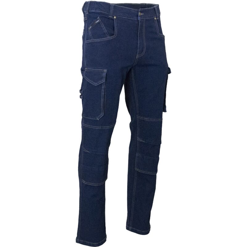LMA - Jean de travail multipoches à genouillères en denim stretch baril Denim 54