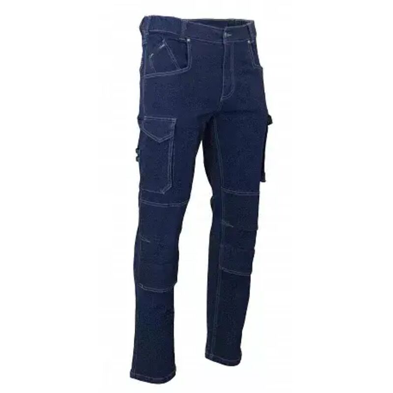 LMA – Jean de travail bleu denim T.36 – 99% coton, 1% élasthanne – Multipoches pour accès rapide aux outils – Poids 407 g/m²
