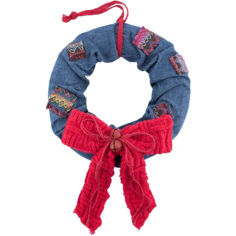 Jeans con fiocco in lana rosso 51x33x9 cm