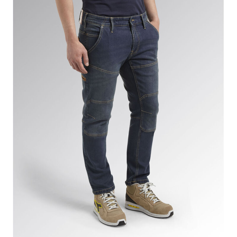 Diadora - Pantalon de travail en jean stone plus dirty washing bleu T48 (US38) spa - 702.170752