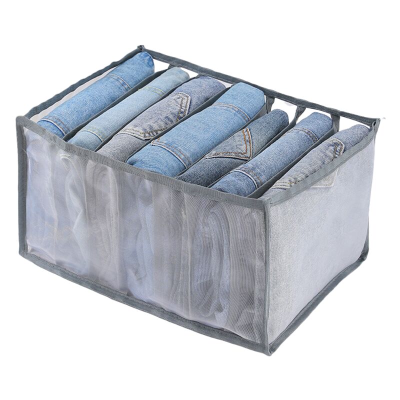 Aiperq - Jeans Storage Box, 4 Pieces Closet Organizer, Jeans Storage Boxes, Mesh Divider Box Clothes Drawer, for Pants, Jeans, Sweaters, T-Shirt,