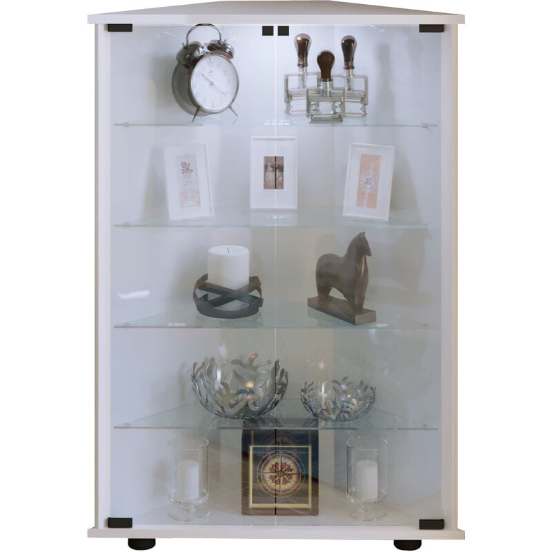 Ebuy24 - Jecka Vitrine armoire d'angle avec 2 portes vitrées, blanc.
