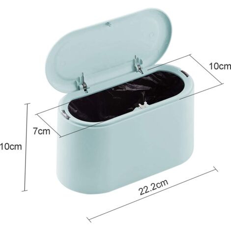 JEEZAO Petite Poubelle de Table avec Couvercle à Bouton-Poussoir pour Bureau, Salle Bain Cuisine et Chambre,Stockage pour Nourriture pour Animaux (Bleu clair)