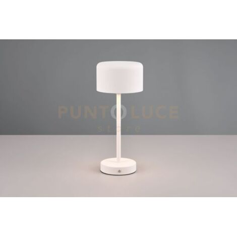JEFF LAMPADA DA APPOGGIO RICARICABILE METALLO BIANCO ACCENSIONE TOUCH H. 30CM LED 1,5W 120lm, 3000K DIMMERABILE