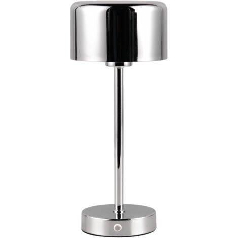 JEFF LAMPADA DA TAVOLO RICARICABILE METALLO CROMO REGOLAZIONE INTESITA' TOUCH H.30CM led  1,5W 120lm, 3000K