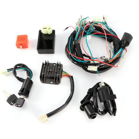 Jeffergarden 1 Kit de faisceau de cblage électrique Buzzer interrupteur d'allumage clés bobine CDI unité carénage adapté pour Honda CG125CC 150CC