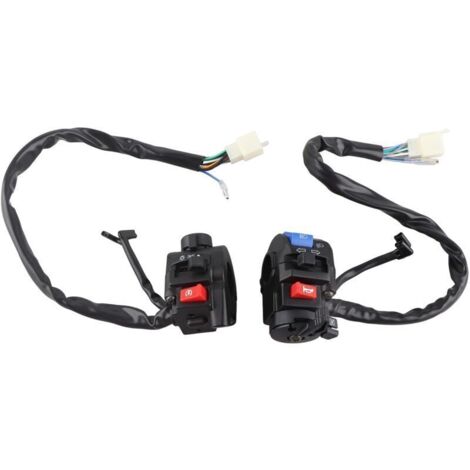 Jeffergarden 1 paire de klaxons, clignotants et interrupteurs de démarrage universels pour guidon de moto 7/8 pouces, noirs
