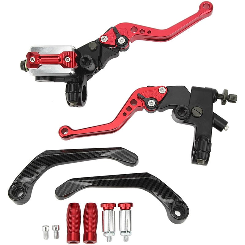 Jeffergarden - 1 paire de leviers de matre-cylindre de frein de 7/8 pouces, Kit universel de guidon de moto avec réservoir, protège-main en Fiber de