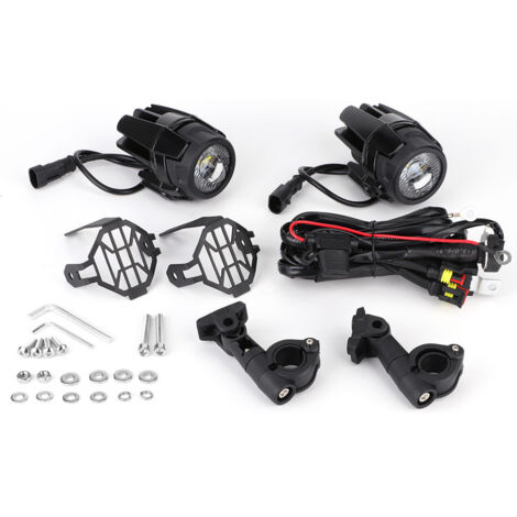 Jeffergarden 1 Paire Universel Avant Moto LED Auxiliaires De Conduite Phares Étanche Feu De Brouillard Super Lumineux 6000 K
