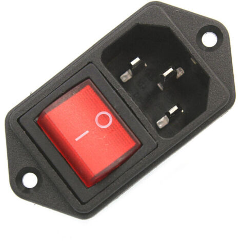 Jeffergarden 1 x prise de courant IEC 320 C14, 250 V 10 A, interrupteur à bascule rouge
