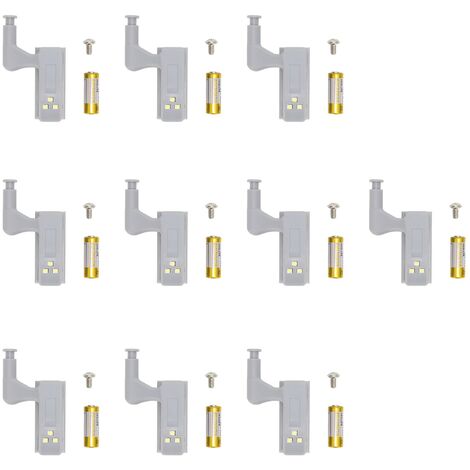 Jeffergarden 10 ensembles de lumière LED de charnière haute luminosité, lumière de charnière d'armoire ABS avec 3 perles de lampe LED, lumières de charnière pour armoire de garde-robe, lumière blanche