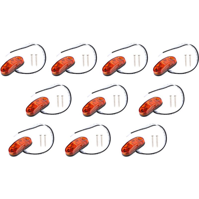 Jeffergarden - 10 pièces 2,5 pouces 2LED feu de position latéral ovale Super lumineux lampe étanche pour voiture remorque camion ambre