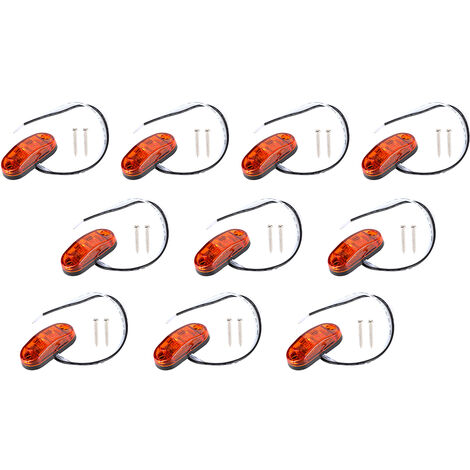 Jeffergarden 10 pièces 2,5 pouces 2LED feu de position latéral ovale Super lumineux lampe étanche pour voiture remorque camion ambre