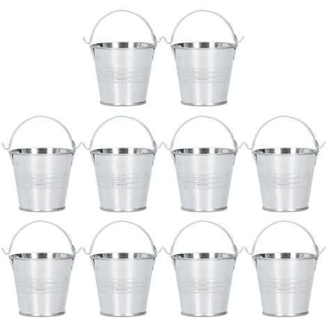 Jeffergarden 10 pièces Pot de fleur Mini Pot de plante succulente petit seau en métal pour décor intérieur extérieur argent brillant 4x5.5x6cm