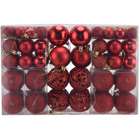 Jeffergarden 100 pièces boules de noël ornements incassables boules suspendues pour décoration de fête d'arbre de noël rouge