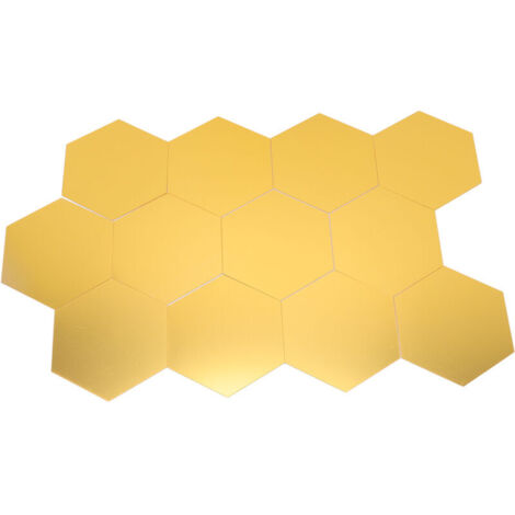 Jeffergarden 12 pièces miroir autocollant mural or forme hexagonale grand miroir acrylique autocollant mural pour cuisine salle de bain chambre salon or XL: 15 cm