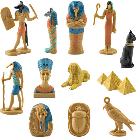 Jeffergarden 12 Pièces Modèles D'egypte Antique, Ensemble de Mini Figurines égyptiennes, Figurines D'egypte Antique Statues D'egypte pour Jouets pour Enfants