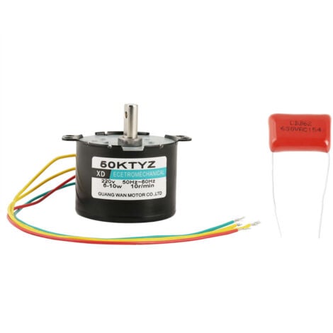 Jeffergarden 1PCS AC220V Miniatur-Synchronmotor mit niedriger Geschwindigkeit und großem Kraftmoment im Uhrzeigersinn/gegen den Uhrzeigersinn (10 U/min)
