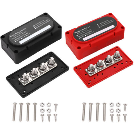 Jeffergarden 2 Blocs de Distribution d'Alimentation 4 Bornes 300A Borne de Batterie Universel pour Voiture VR Yacht 12‑48V