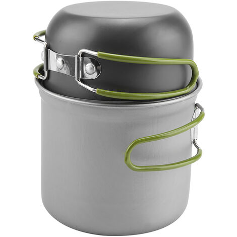 Jeffergarden 2 pièces/ensemble Portable en aluminium Pot ustensiles de cuisine en plein air barbecue voyage Camping pique-nique