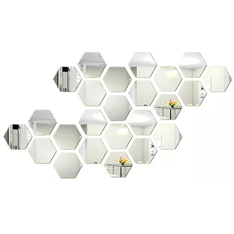 Jeffergarden 24 pièces hexagone miroir Stickers muraux acrylique autocollant décoration pour la maison salon chambre décor