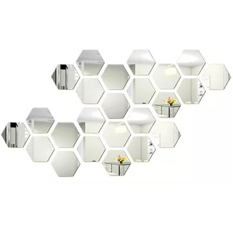 Jeffergarden 24 pièces hexagone miroir Stickers muraux acrylique autocollant décoration pour la maison salon chambre décor