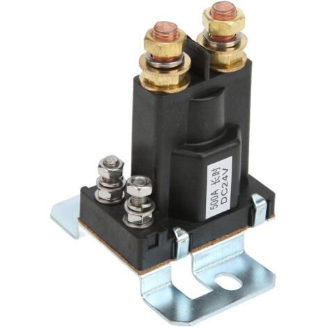 Jeffergarden 24V 500A Relais de Démarrage, Solénoïde de Relais de Démarreur Contacteur de Démarrage Automatique Ouvert Nominal à Courant Lourd en Cuivre Rouge Pour le Système Multi-batterie Automobile