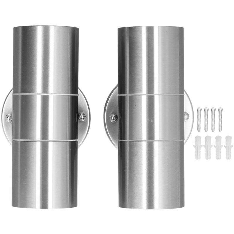 Jeffergarden - 2Pcs GU10 Applique Murale Extérieure En Acier Inoxydable Étanche led Cylindre Up Down Applique Murale pour Yard Villas Salons