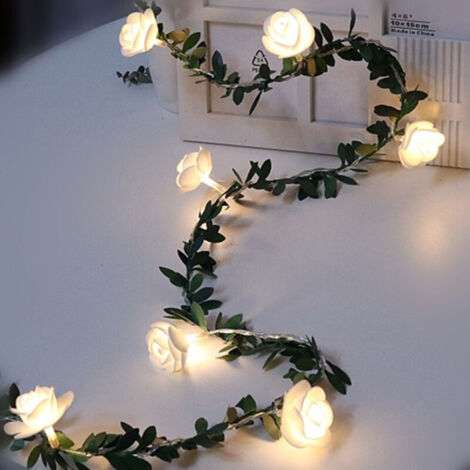 Jeffergarden 3 mètres 20 LED s Rose fleur LED guirlande de nol fée chane lumières alimenté par batterie en plein air mariage jardin fête décoration