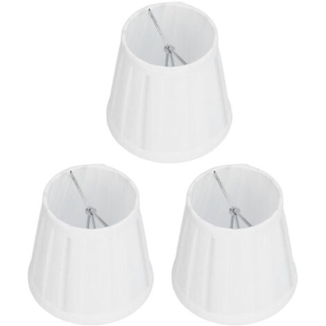 Jeffergarden 3 pièces abat-jour en tissu E14 Clip sur couvercle de lampe en tissu pour lustre applique bureau décor à la maison (blanc)