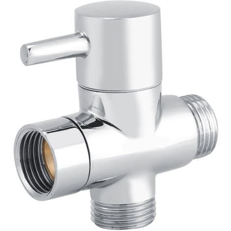 Jeffergarden 3-Wege-T-förmiges Umsteller-Absperrventil für Dusche, WC, Bidet-Sprühgerät, Wasseradapter, Chromfarbe