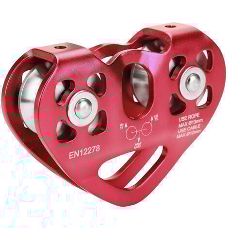 ROSVOLA Jeffergarden 30KN double poulie tyrolienne câble de sauvetage chariot extérieur équipement d'escalade (rouge)