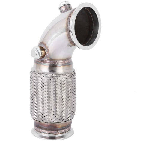 Jeffergarden 3in Steel V Band to V Band Downpipe Low 90 Degree avec w Flex Bellow O2 Bungs Plug
