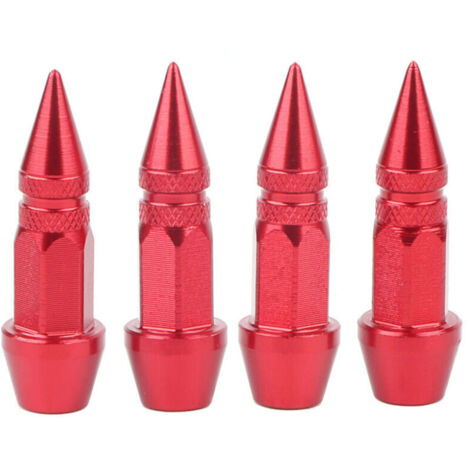 Jeffergarden 4 capuchons de valve de pneu à pointes en alliage d'aluminium pour voiture et camion, rouges