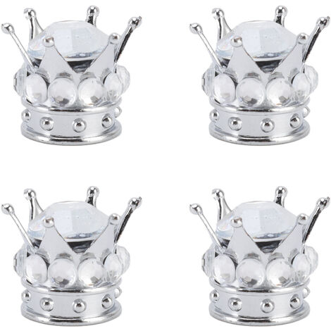Jeffergarden 4 pièces bouchons de couvercle de valve de tige de roue de pneu couronne style diamant universel pour voitures camions vélos blanc