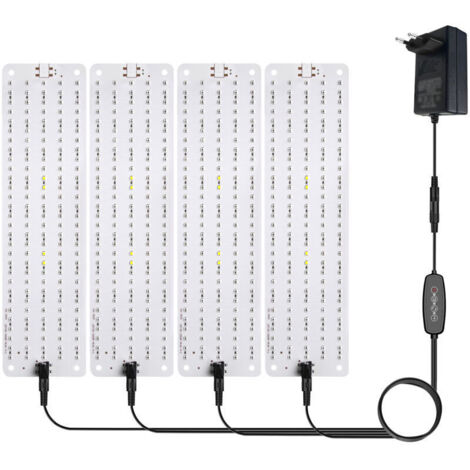 Jeffergarden 46W Lampe de Croissance LED, 4pcs Lampe de Plante Spectre Complet, Lampe Horticole avec Minuterie 3/6/12H, Lampe de Culture avec 600 LED pour Plantes d'intérieur Semis Serre étagères de C