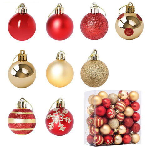 Jeffergarden 50 boules de Noël incassables de 4 cm, décorations pour sapin, boules plaquées or, pendentifs pour fiançailles, anniversaires et fêtes
