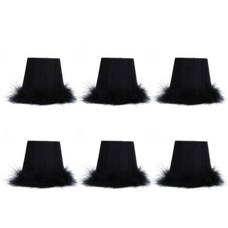 Jeffergarden 6-Piece Fabric Pendant Light Shades with Feather Trim, Decorative Chandelier Accessories