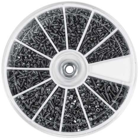 Jeffergarden 600 pièces 12 sortes de petites vis écrous Kit d'assortiment M1 M1.2 M1.4 M1.6 pour montres lunettes