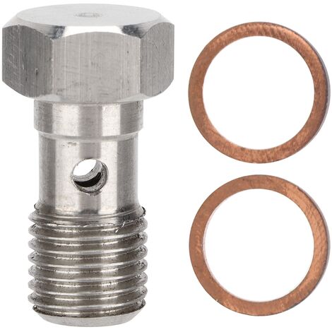 Jeffergarden 7/16inx20 UNF Banjo Bolt Adaptateur de raccord de frein en acier inoxydable de 25 mm de long avec 2 rondelles